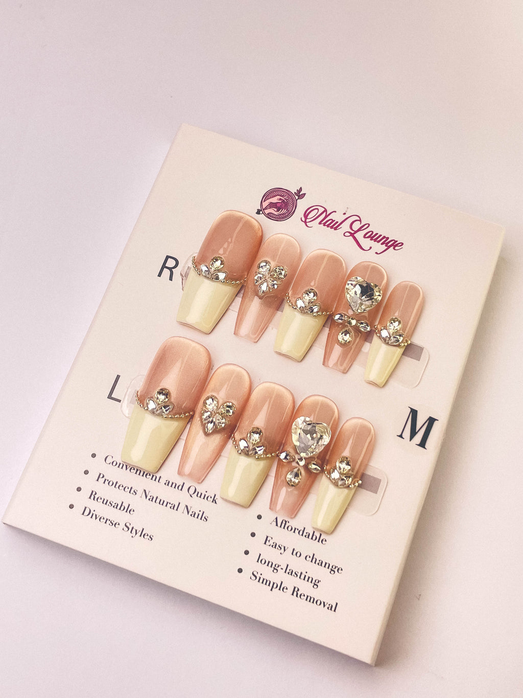 Broken Heart Press-On Acrylic Nails – XL Coffin Shape