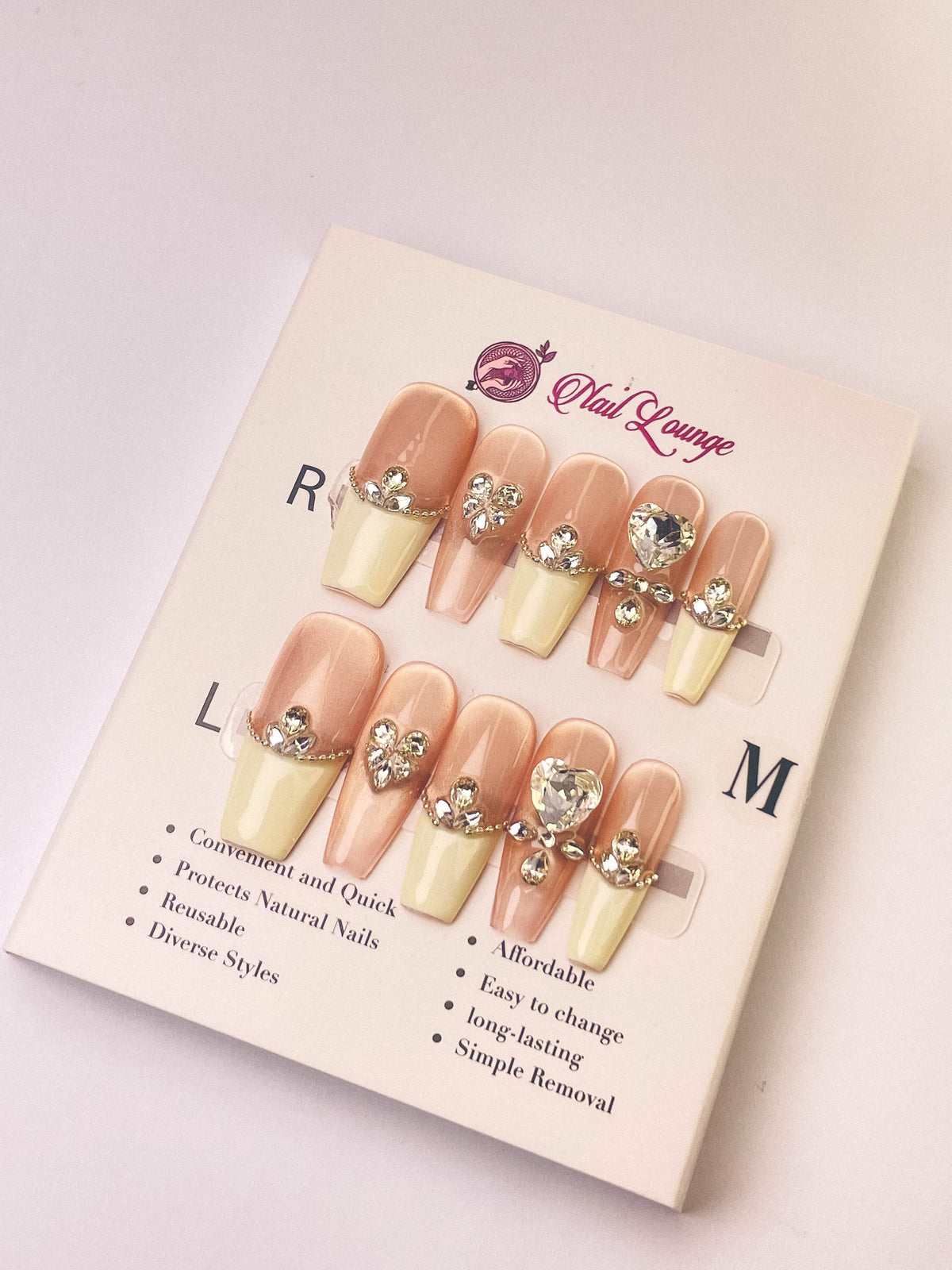 Broken Heart Press-On Acrylic Nails – XL Coffin Shape