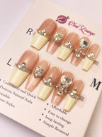 Broken Heart Press-On Acrylic Nails – XL Coffin Shape