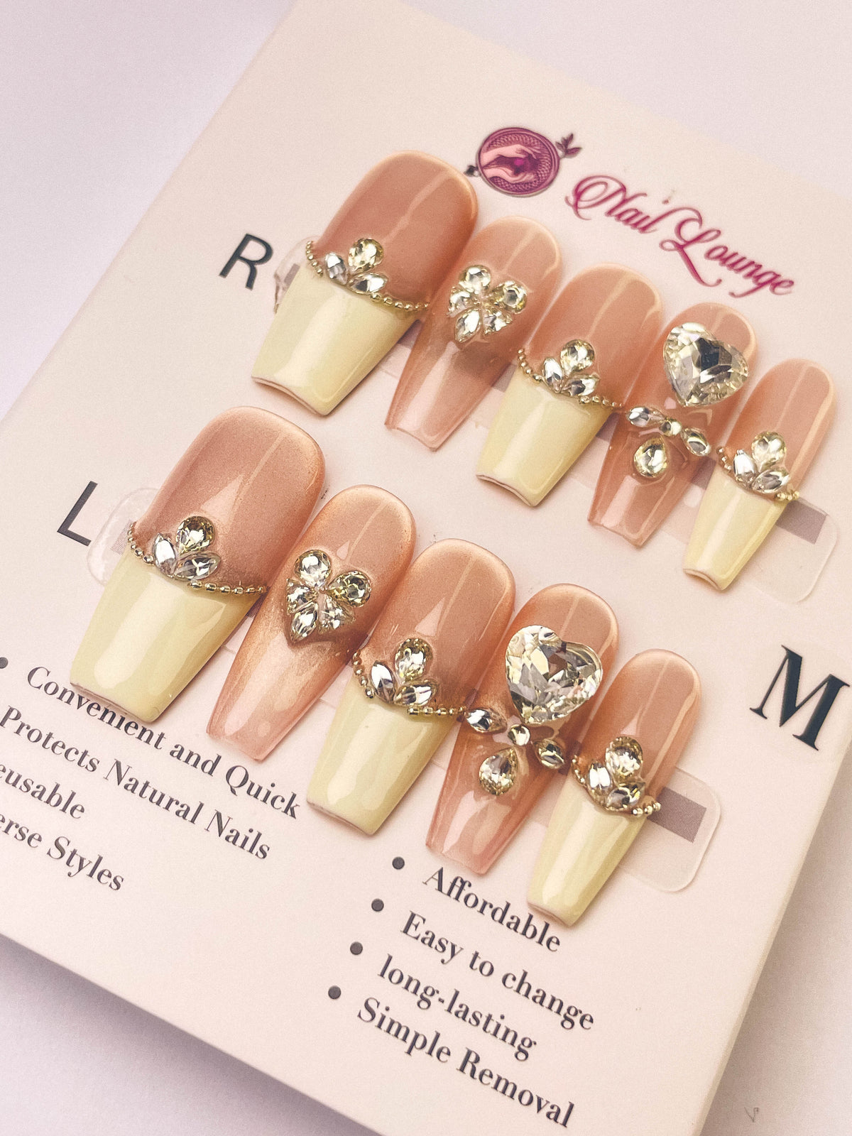 Broken Heart Press-On Acrylic Nails – XL Coffin Shape