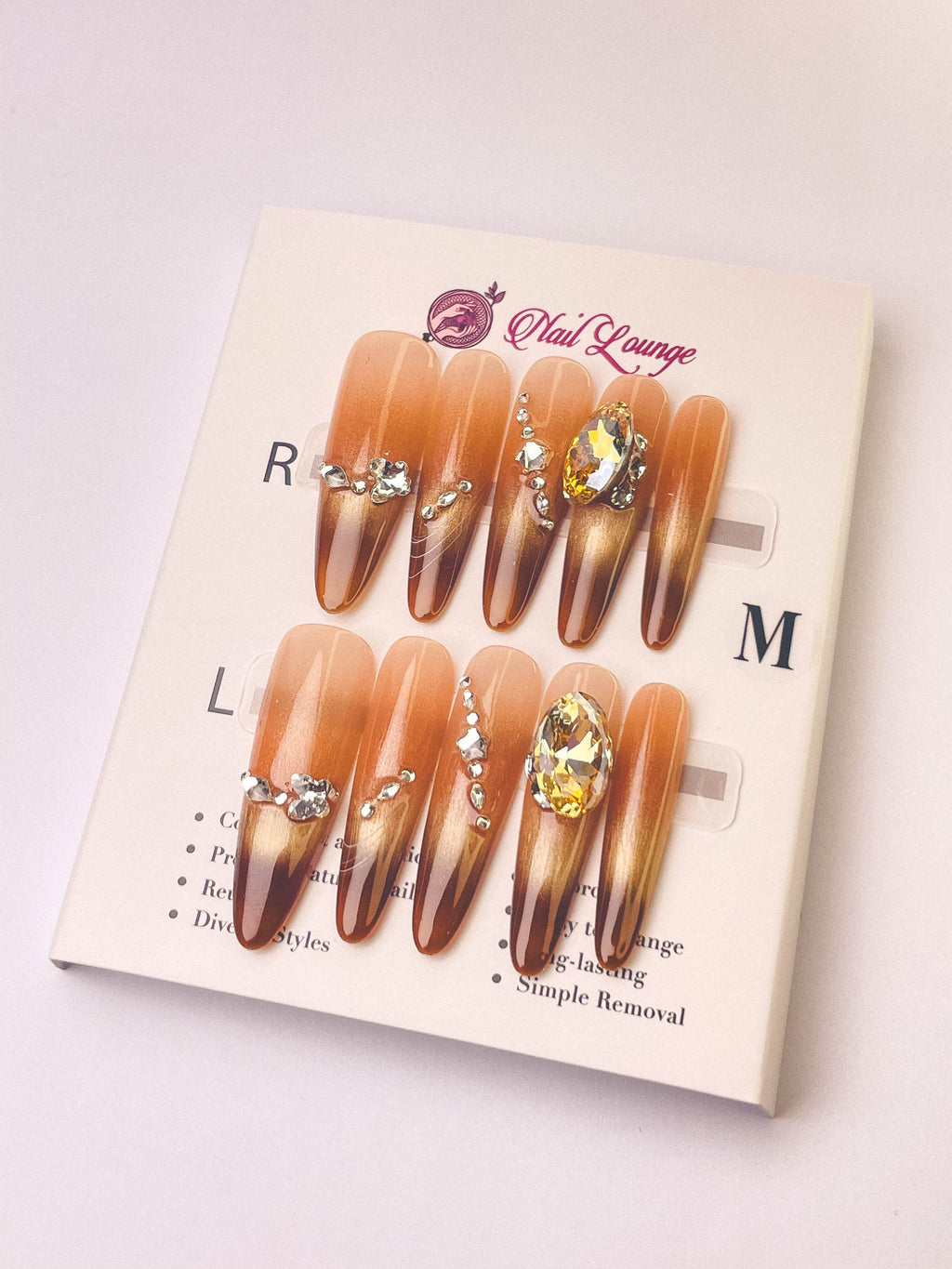 Jager Iced Tea Press-On Acrylic Nails – Thin Stiletto Shape