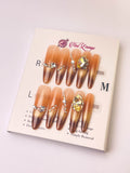 Jager Iced Tea Press-On Acrylic Nails – Thin Stiletto Shape