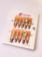 Jager Iced Tea Press-On Acrylic Nails – Thin Stiletto Shape