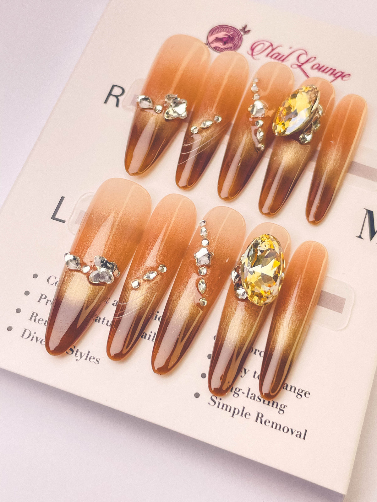 Jager Iced Tea Press-On Acrylic Nails – Thin Stiletto Shape