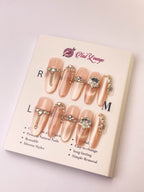 Snow-Bound Mountain Press-On Acrylic Nails – Long Oval Shape