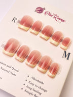 Custard French Tip Press-On Acrylic Nails – XS Coffin Shape