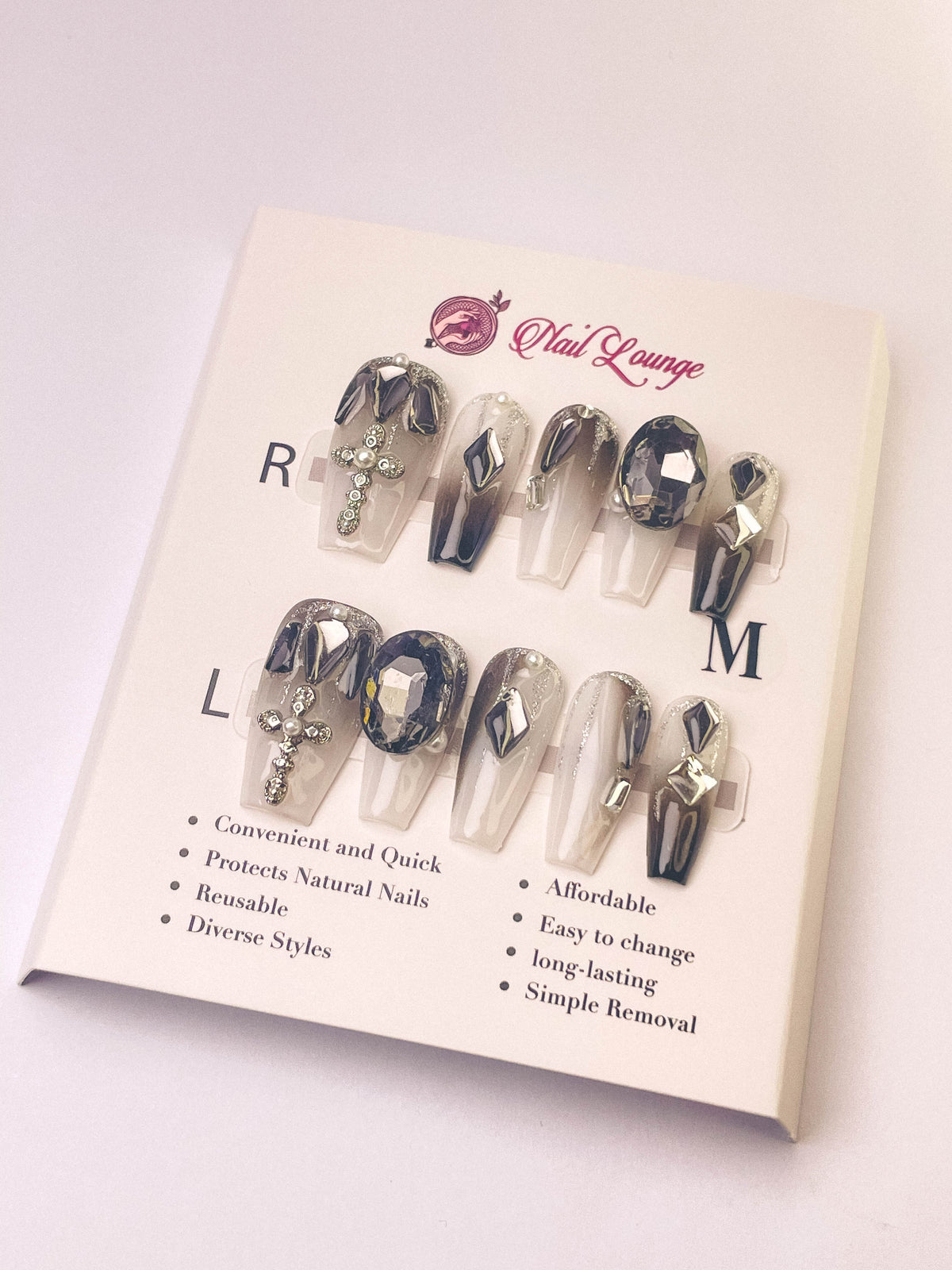 Dark Gradient Press-On Acrylic Nails – Medium Coffin Shape