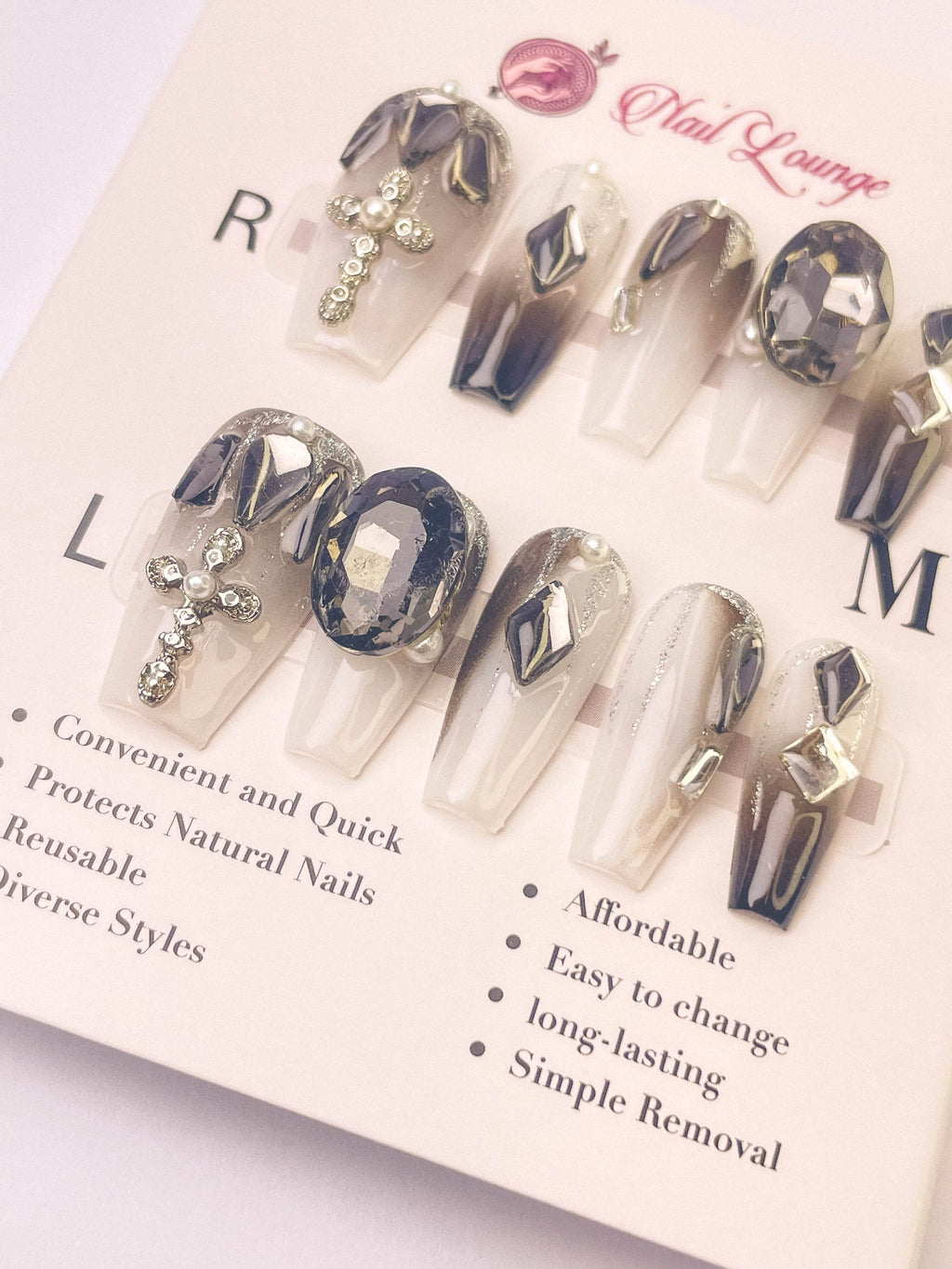 Dark Gradient Press-On Acrylic Nails – Medium Coffin Shape