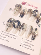 Dark Gradient Press-On Acrylic Nails – Medium Coffin Shape