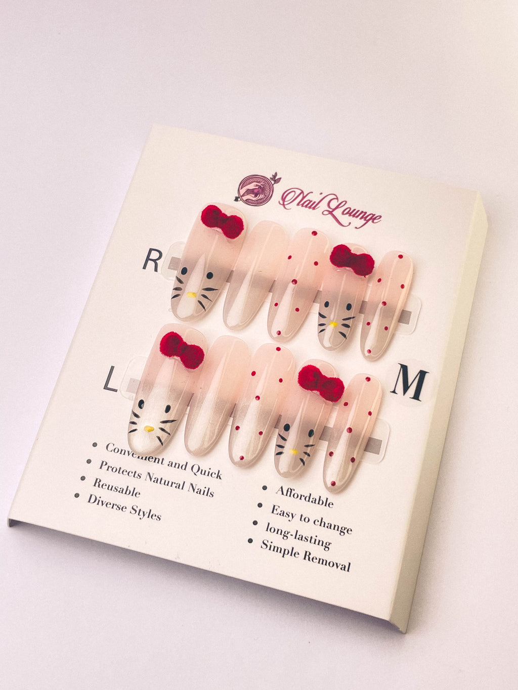 Velvet KT Cat Press-On Acrylic Nails – Medium Oval Shape