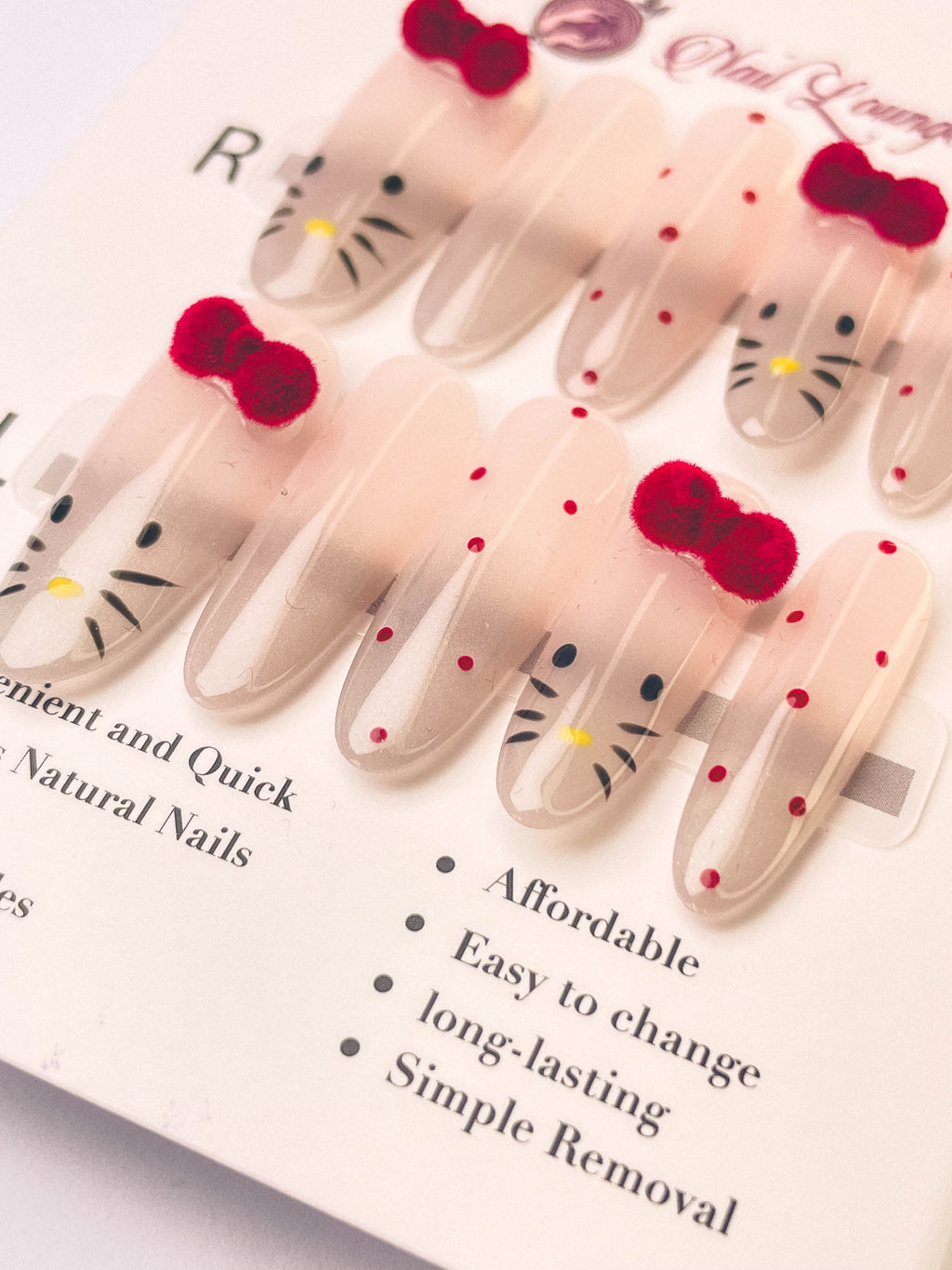 Velvet KT Cat Press-On Acrylic Nails – Medium Oval Shape