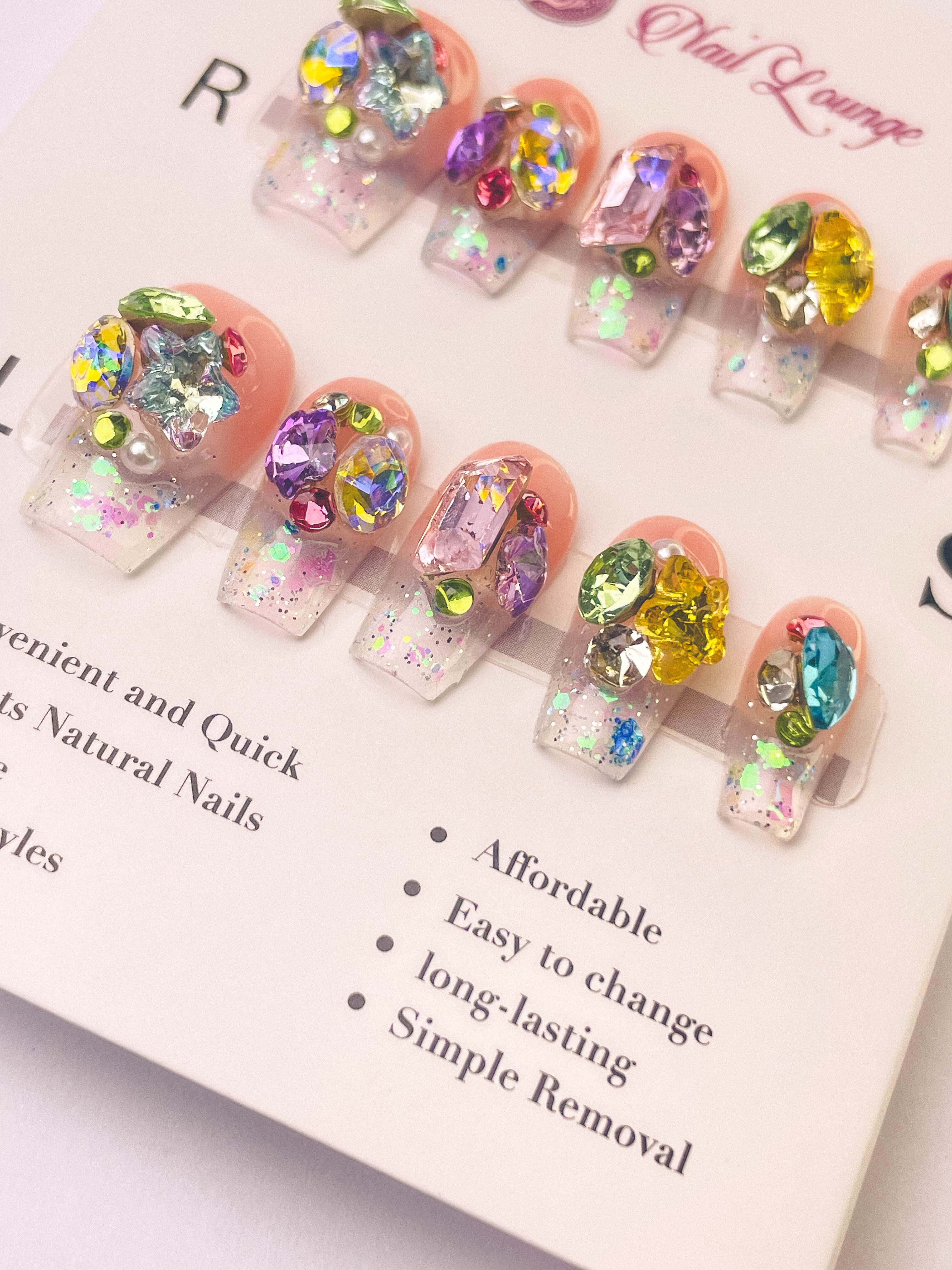 Candy Soda Press-On Acrylic Nails – Short Coffin Shape