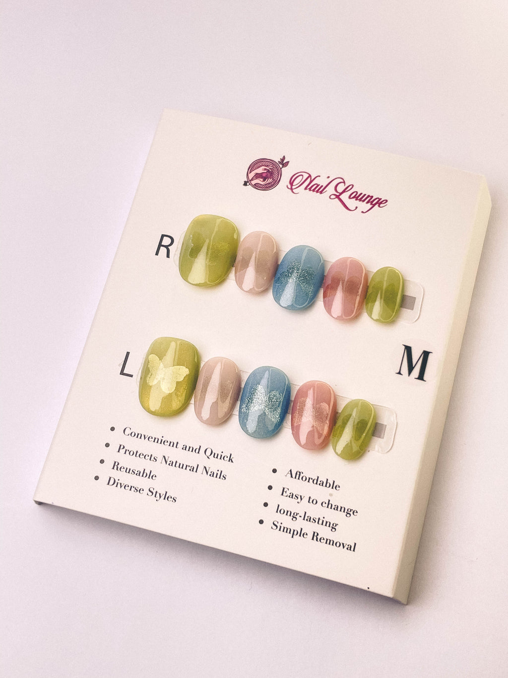 Iridescent Butterfly Press-On Acrylic Nails – XS Oval Shape