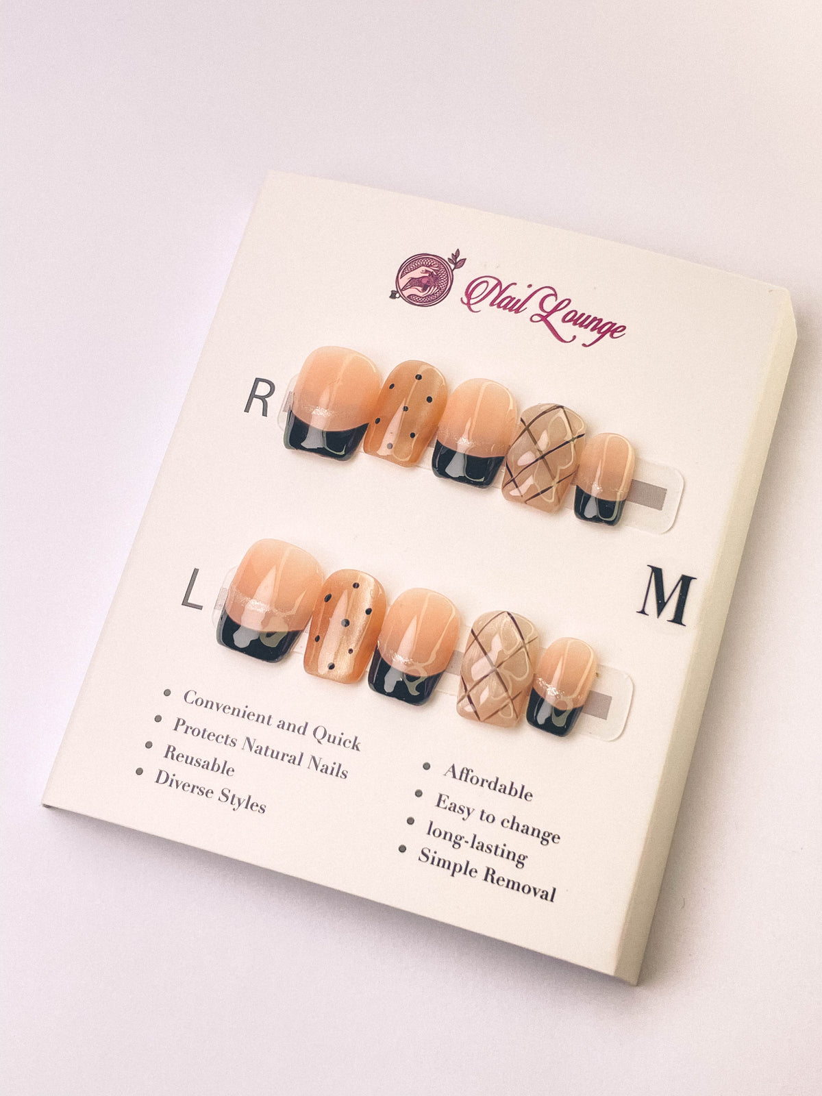 Heiress Chanel-Style Press-On Acrylic Nails – Mini Coffin Shape