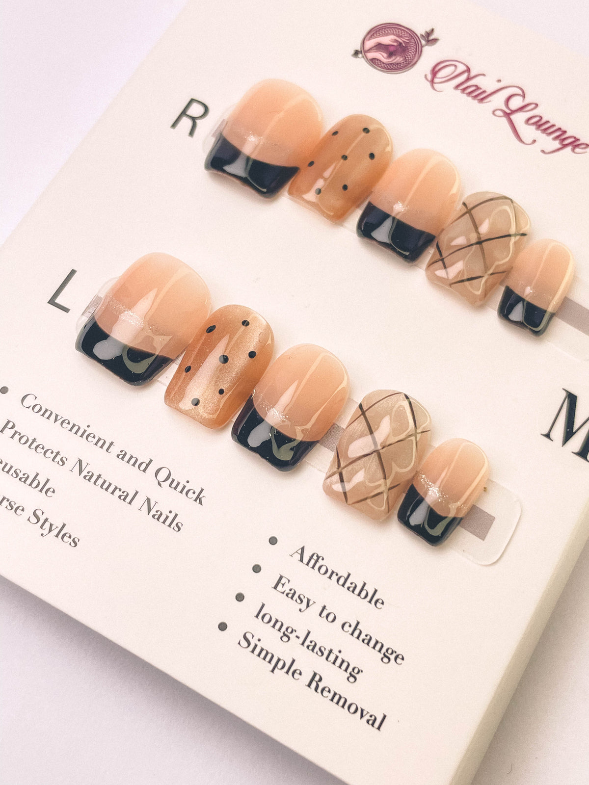 Heiress Chanel-Style Press-On Acrylic Nails – Mini Coffin Shape