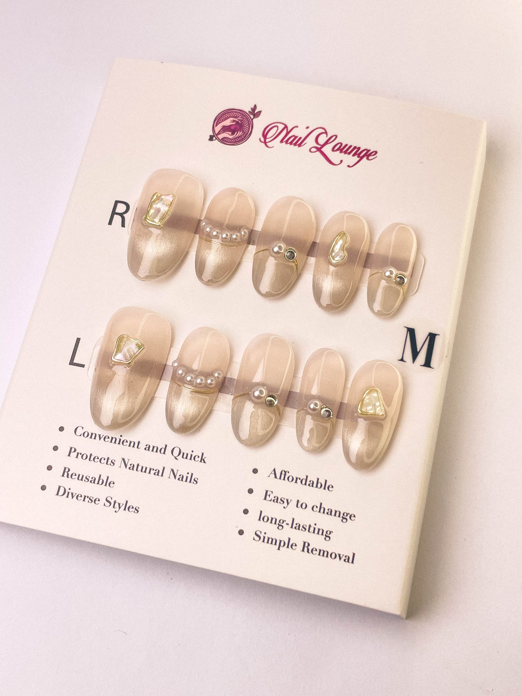 Pearl Ripple Press-On Acrylic Nails – Medium Oval Shape