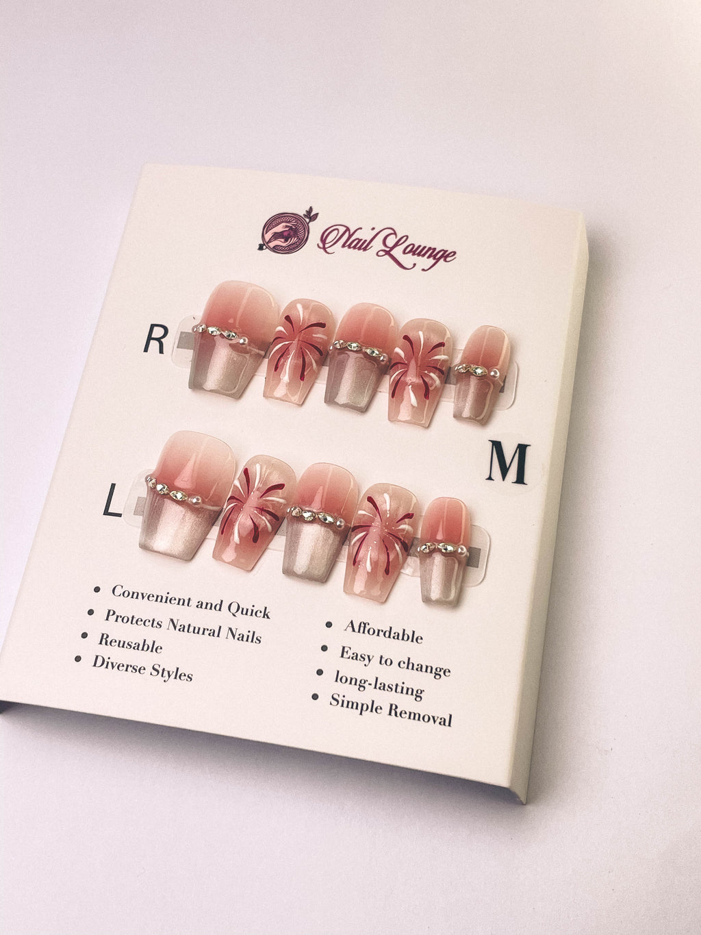 Summer Night Fireworks Press-On Acrylic Nails – Medium Coffin Shape