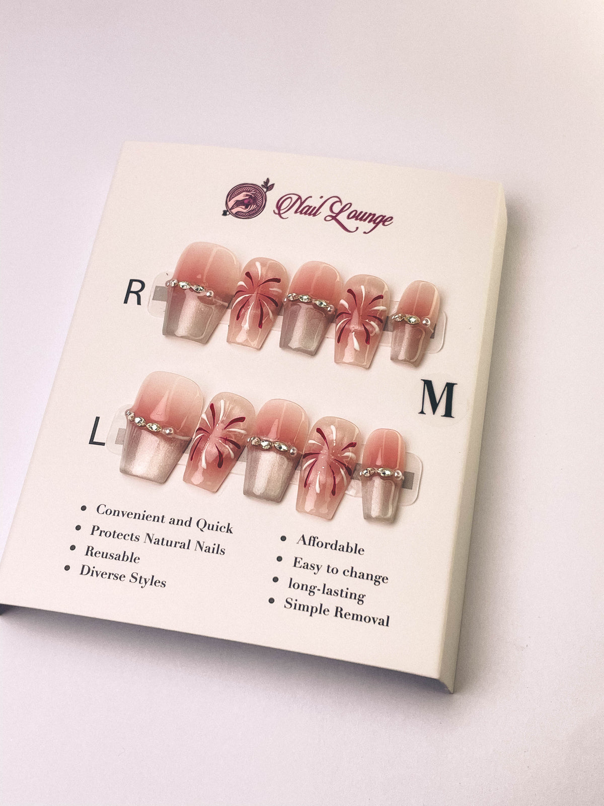 Summer Night Fireworks Press-On Acrylic Nails – Medium Coffin Shape