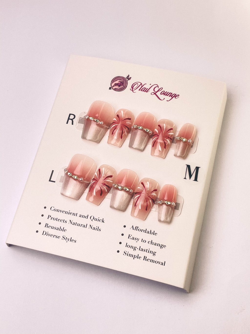 Summer Night Fireworks Press-On Acrylic Nails – Short Coffin Shape