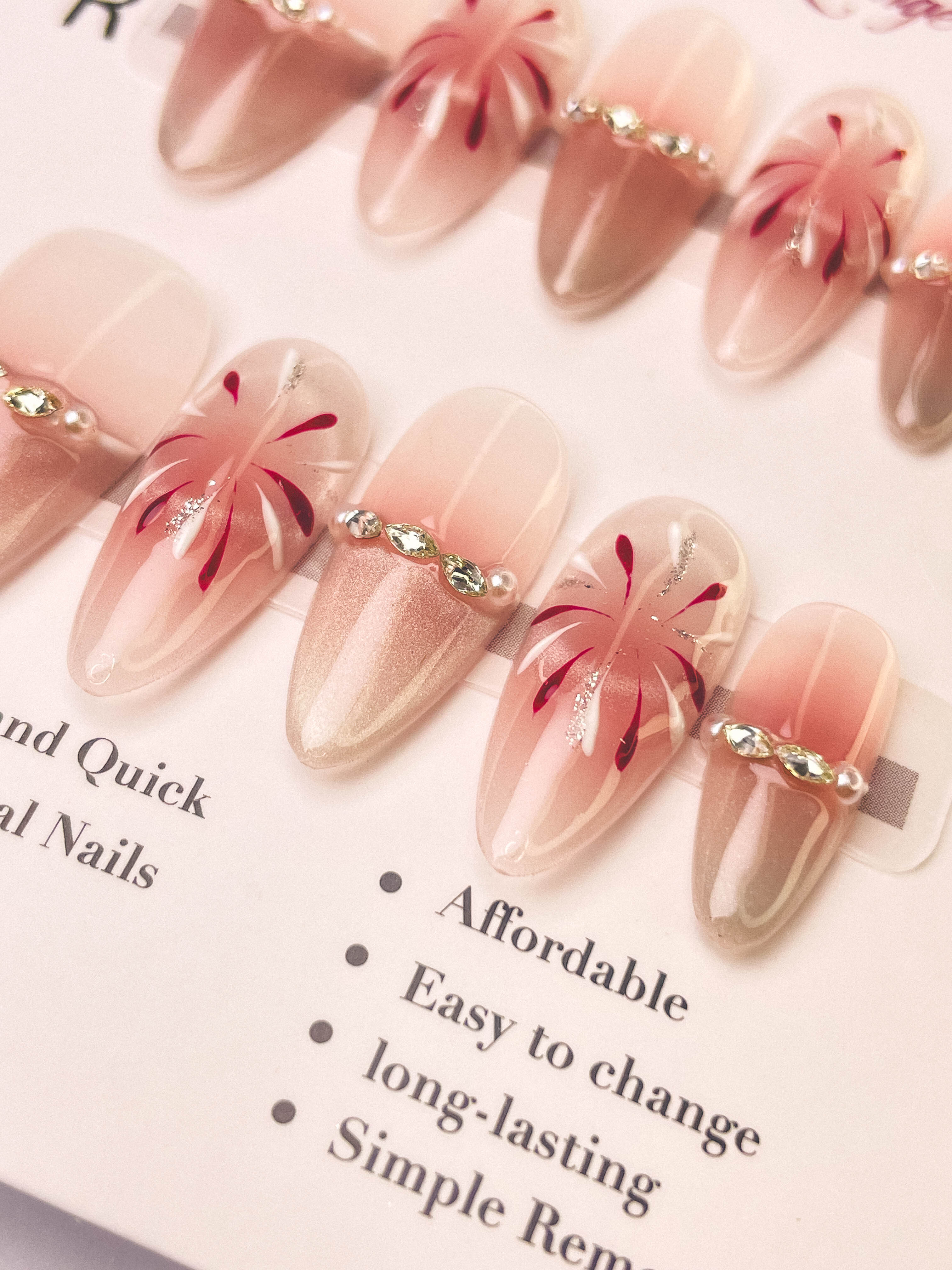 Summer Night Fireworks Press-On Acrylic Nails – Long Oval Shape