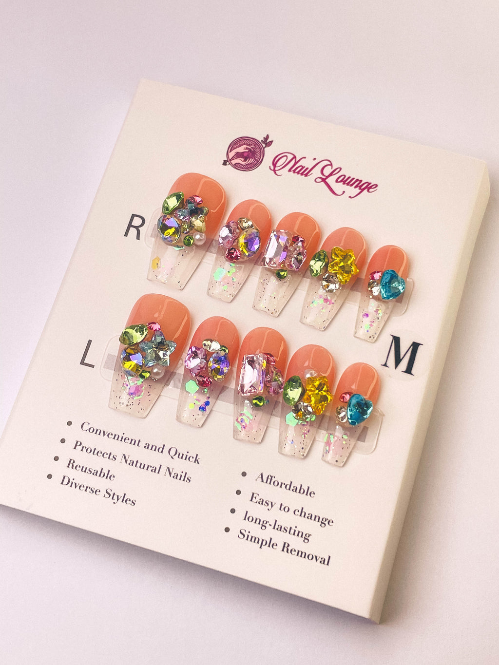 Candy Soda Press-On Acrylic Nails – Medium Coffin Shape