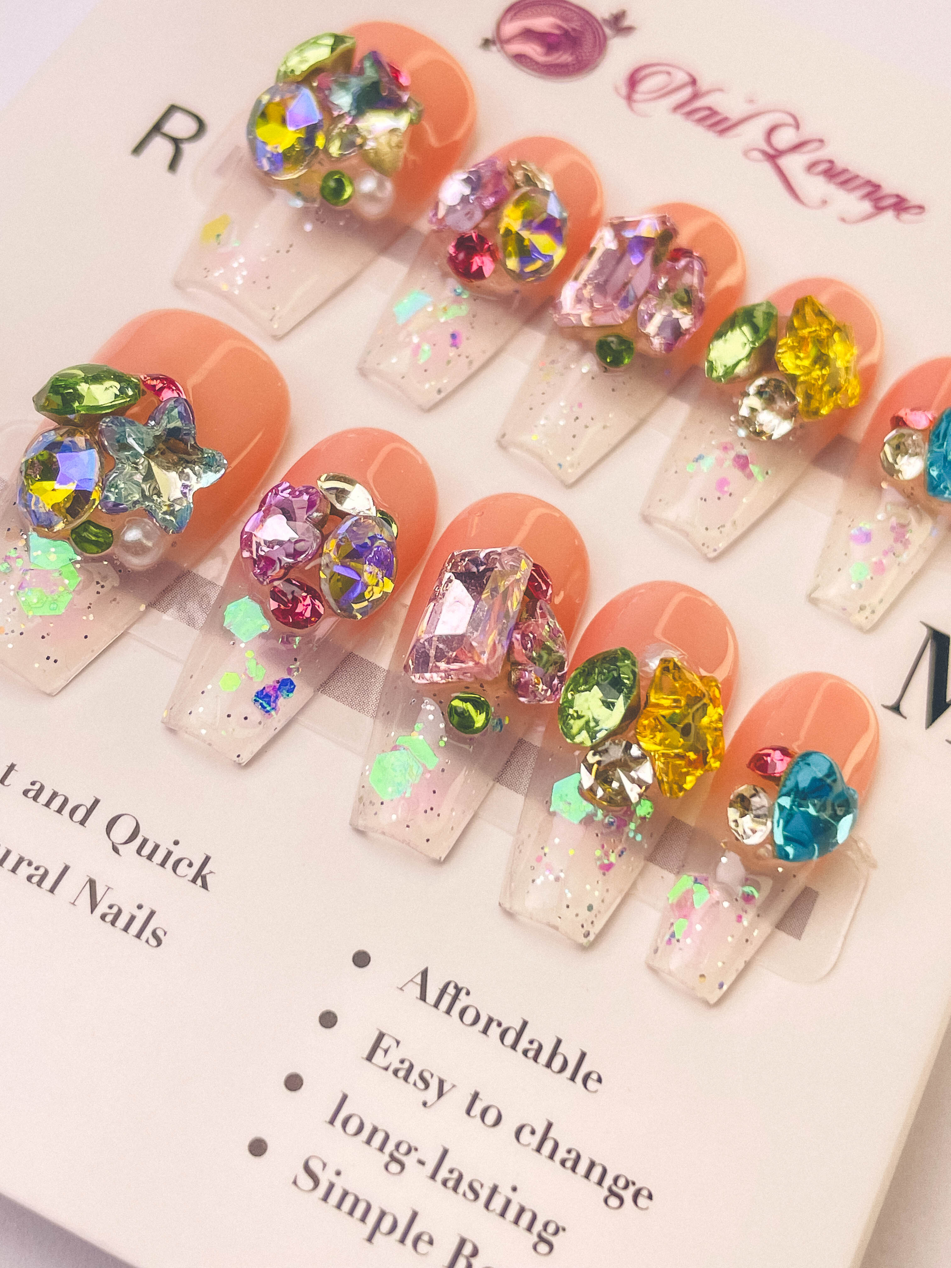 Candy Soda Press-On Acrylic Nails – Medium Coffin Shape