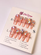 Luxe Detailed Craft Press-On Acrylic Nails – XL Coffin Shape