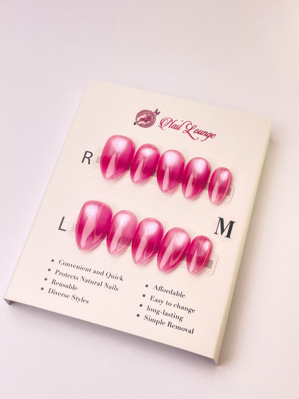 Rose Press-On Acrylic Nails – Short Almond Shape
