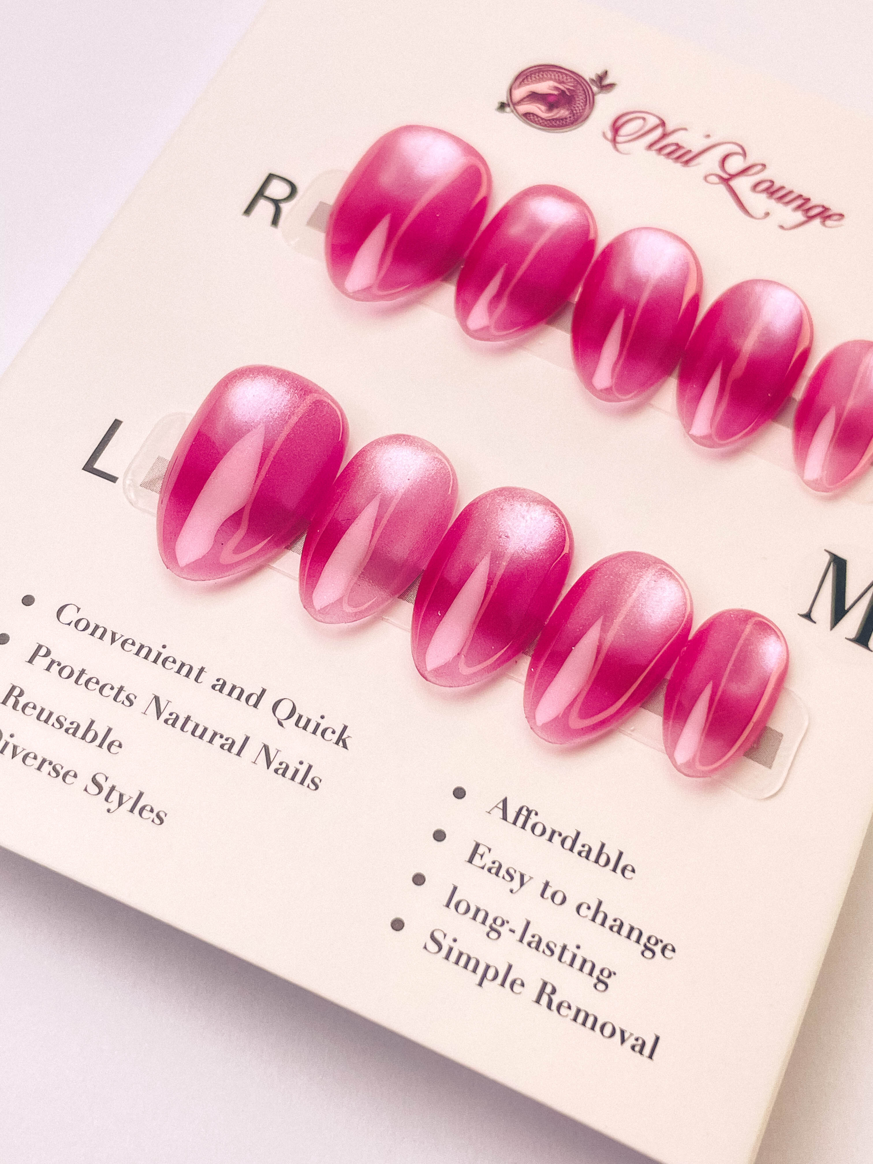 Rose Press-On Acrylic Nails – Short Almond Shape