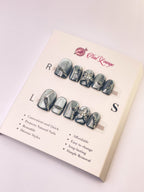 Silver Flower Shadow Press-On Acrylic Nails – Short Square Shape