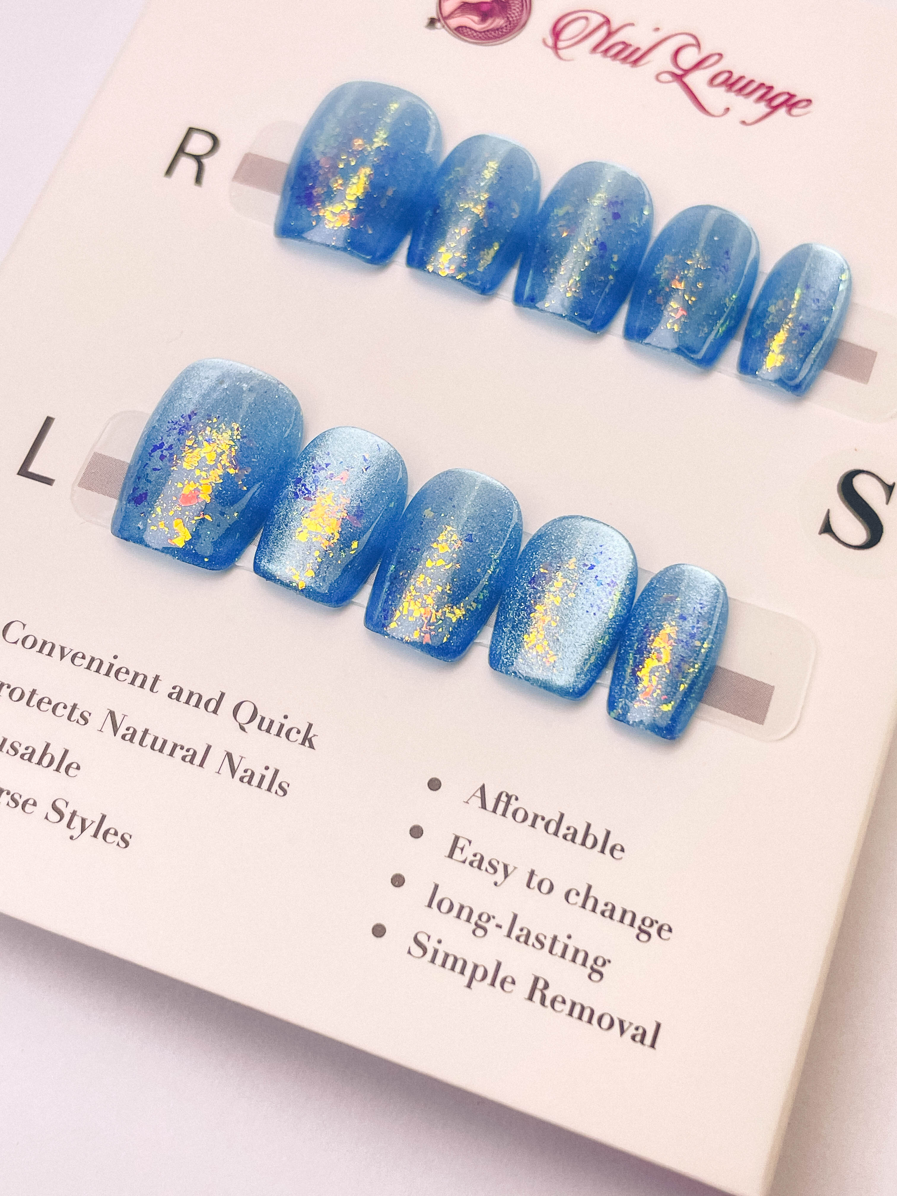 Deep Sea Cat Eye Press-On Acrylic Nails – XS Coffin Shape