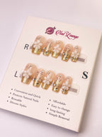 Cinnamon Flower Press-On Acrylic Nails – Short Coffin Shape