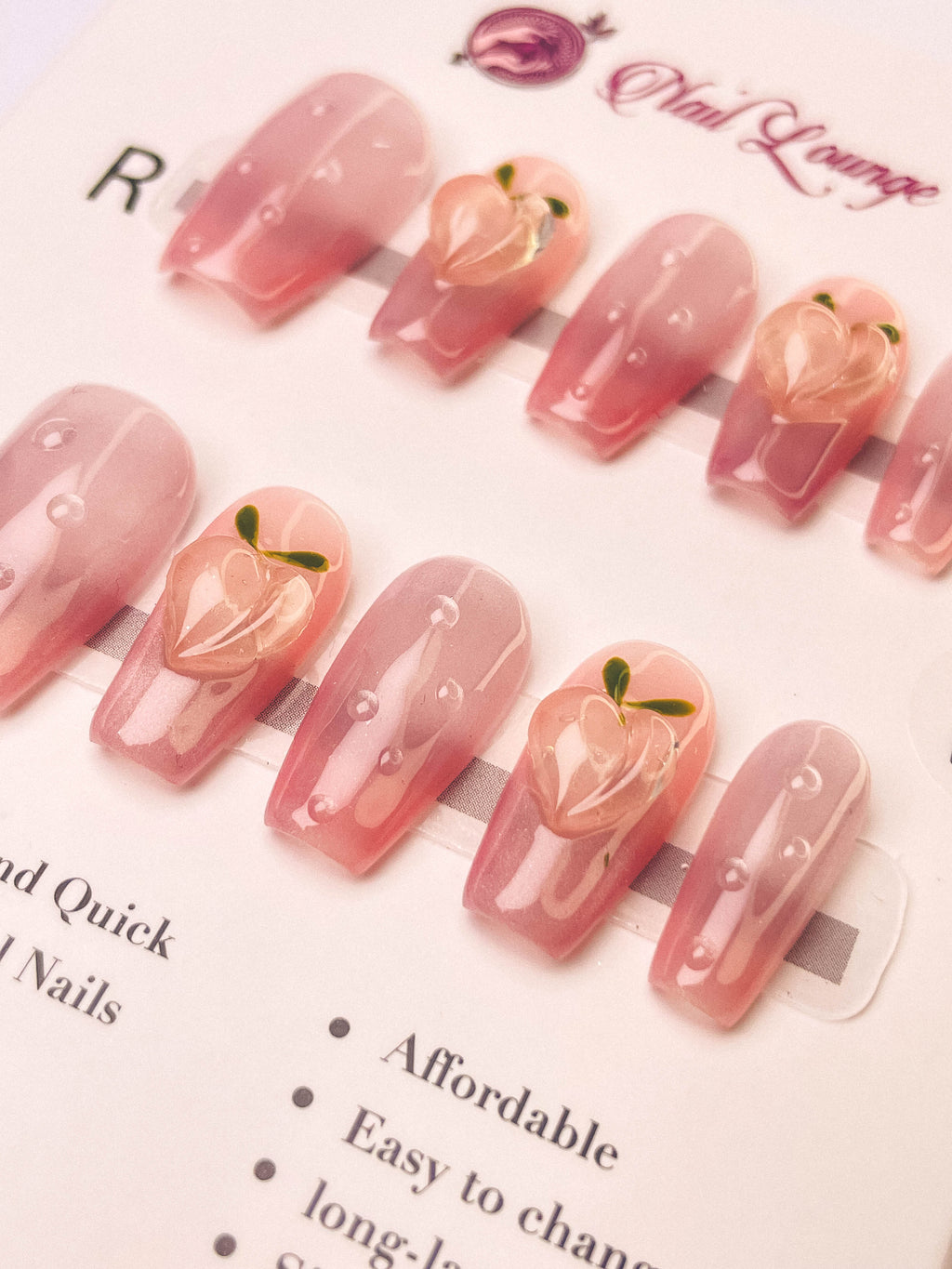 Icy Clear Peach Press-On Acrylic Nails – Short Coffin Shape
