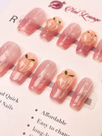 Icy Clear Peach Press-On Acrylic Nails – Short Coffin Shape