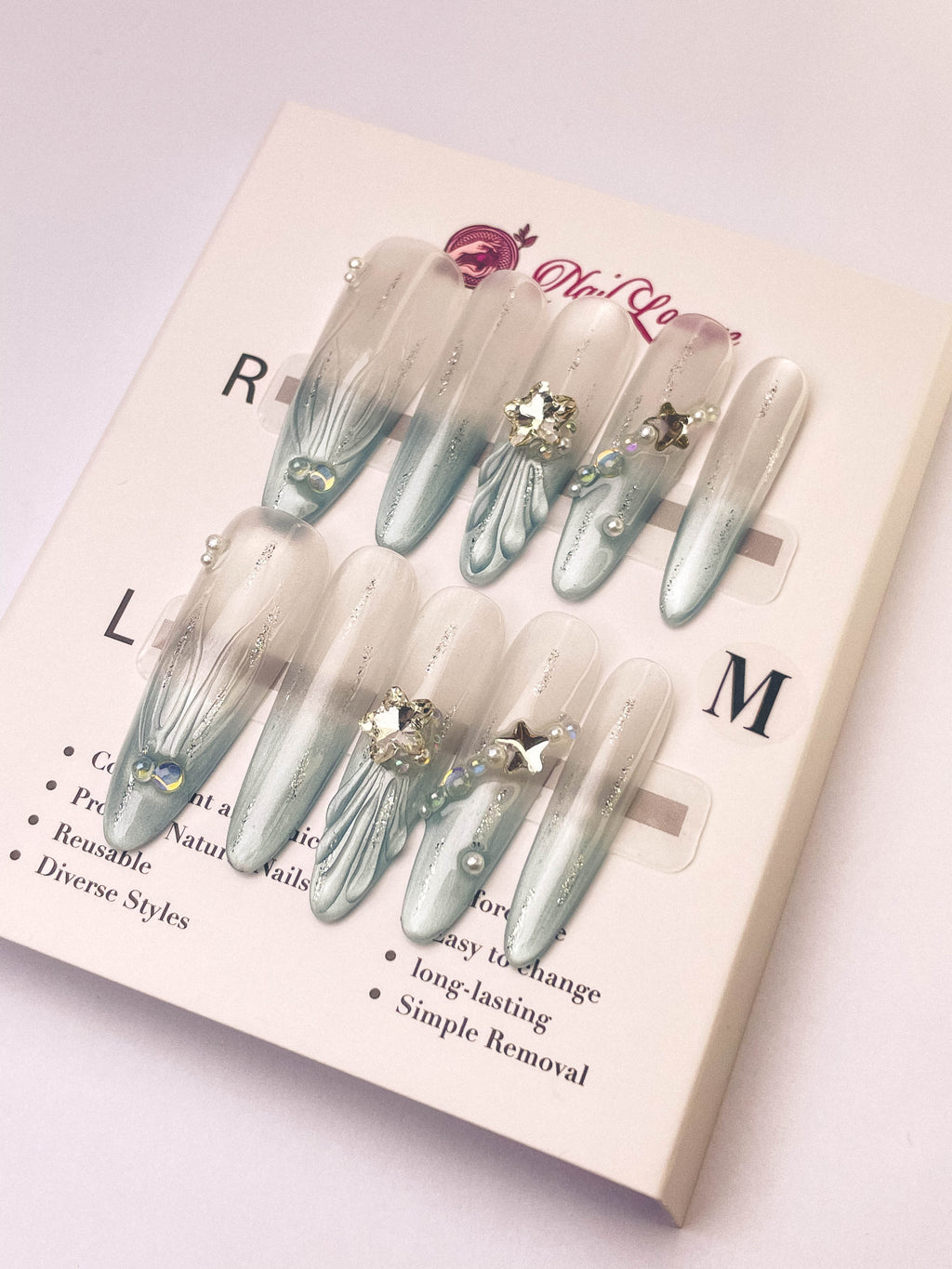 Legend of the Sea Press-On Acrylic Nails – Thin Stiletto Shape