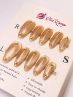Midnight Sun Cat Eye Press-On Acrylic Nails – Almond Shape