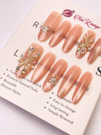 Nude Pink Luxe Gem Press-On Acrylic Nails – Long Oval Shape
