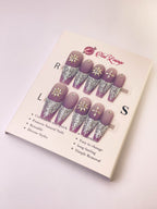 Snowflake Sugar Press-On Acrylic Nails – XL Coffin Shape