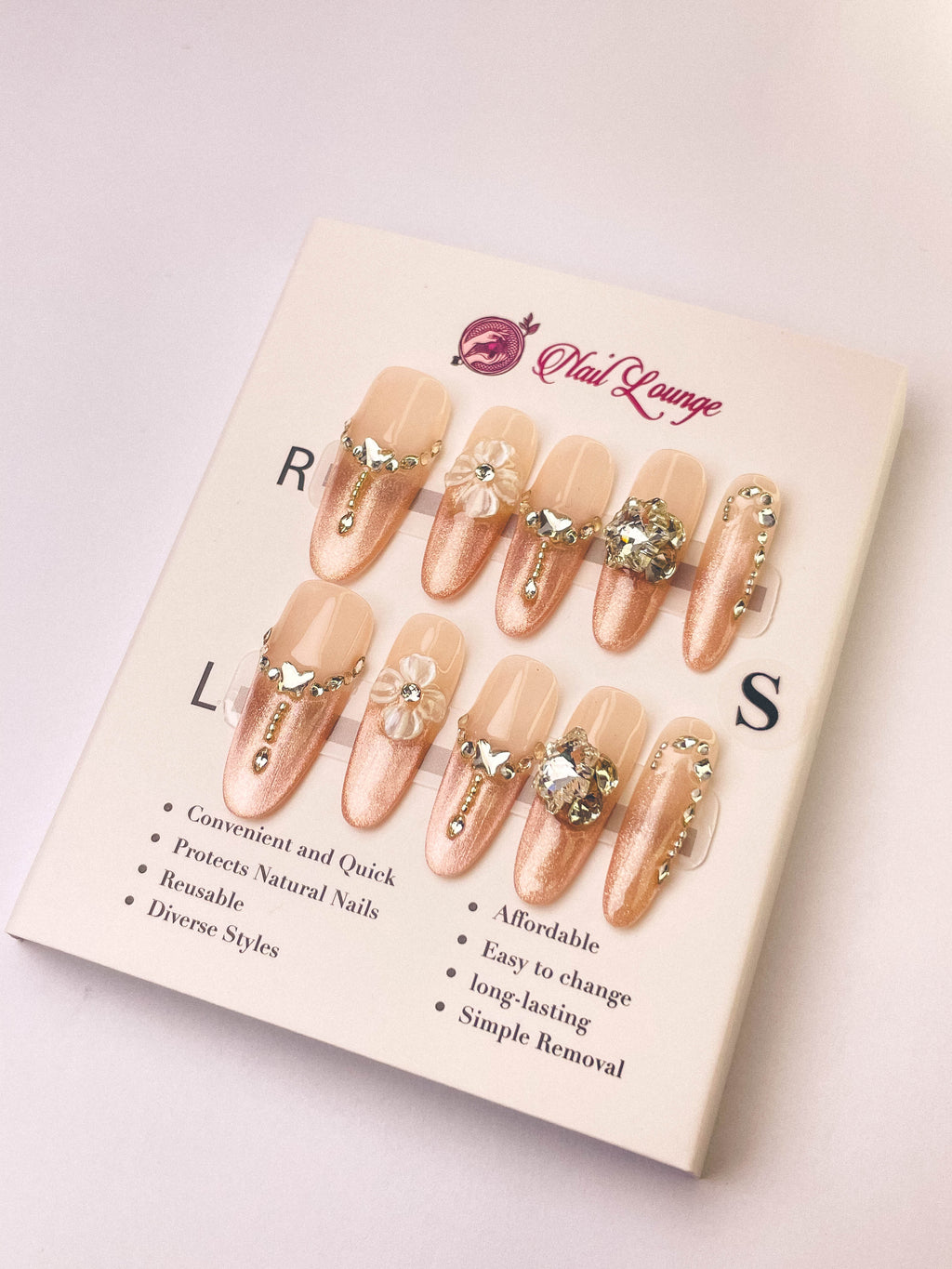 Blooming Fingertips Press-On Acrylic Nails – Long Oval Shape