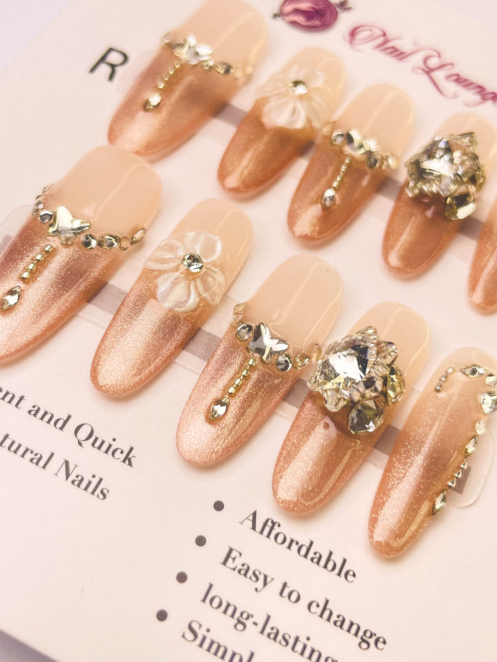 Blooming Fingertips Press-On Acrylic Nails – Long Oval Shape
