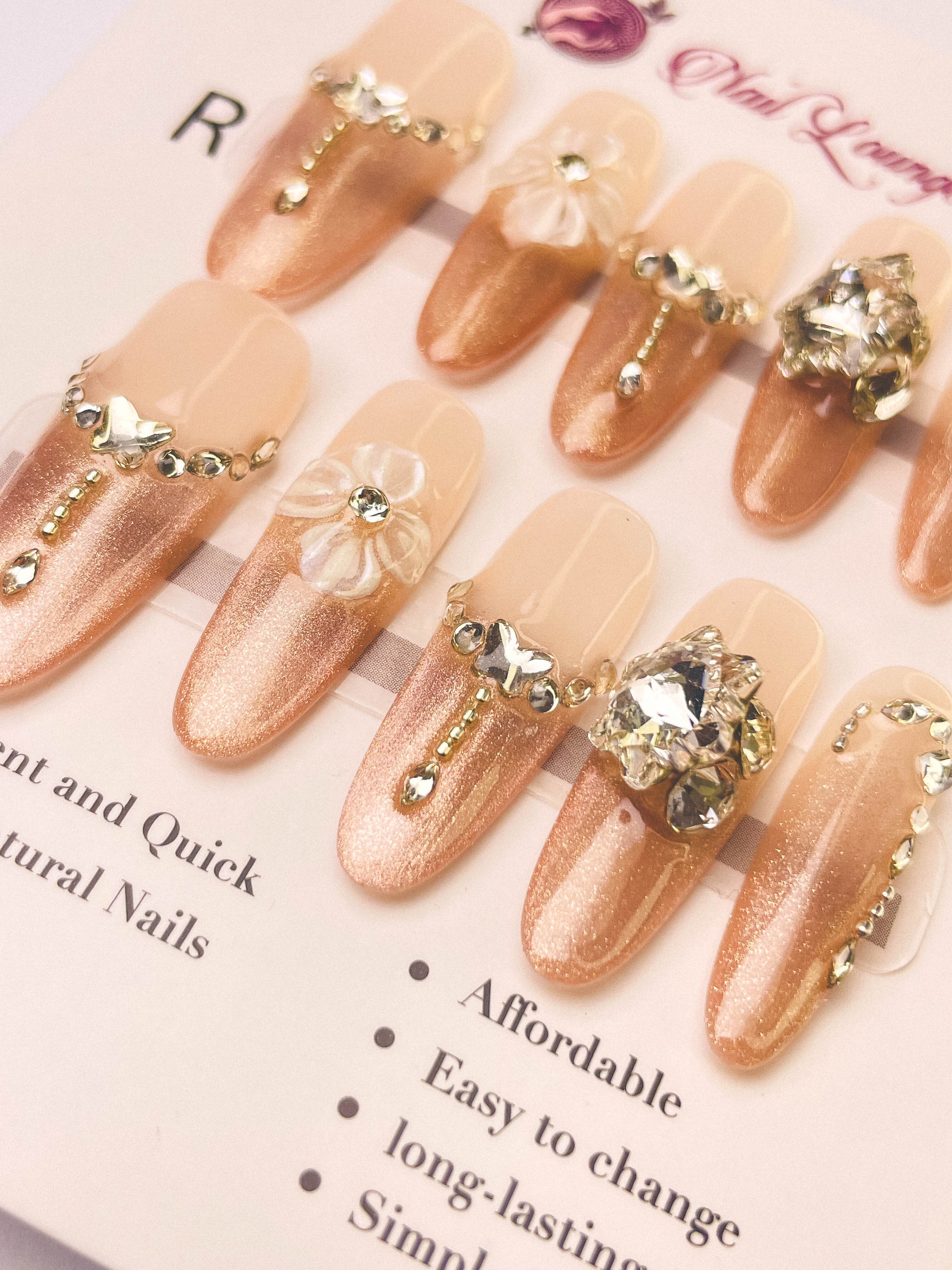 Blooming Fingertips Press-On Acrylic Nails – Long Oval Shape