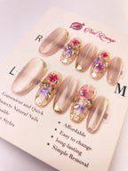 Blooming Love Words Press-On Acrylic Nails – Medium Oval Shape