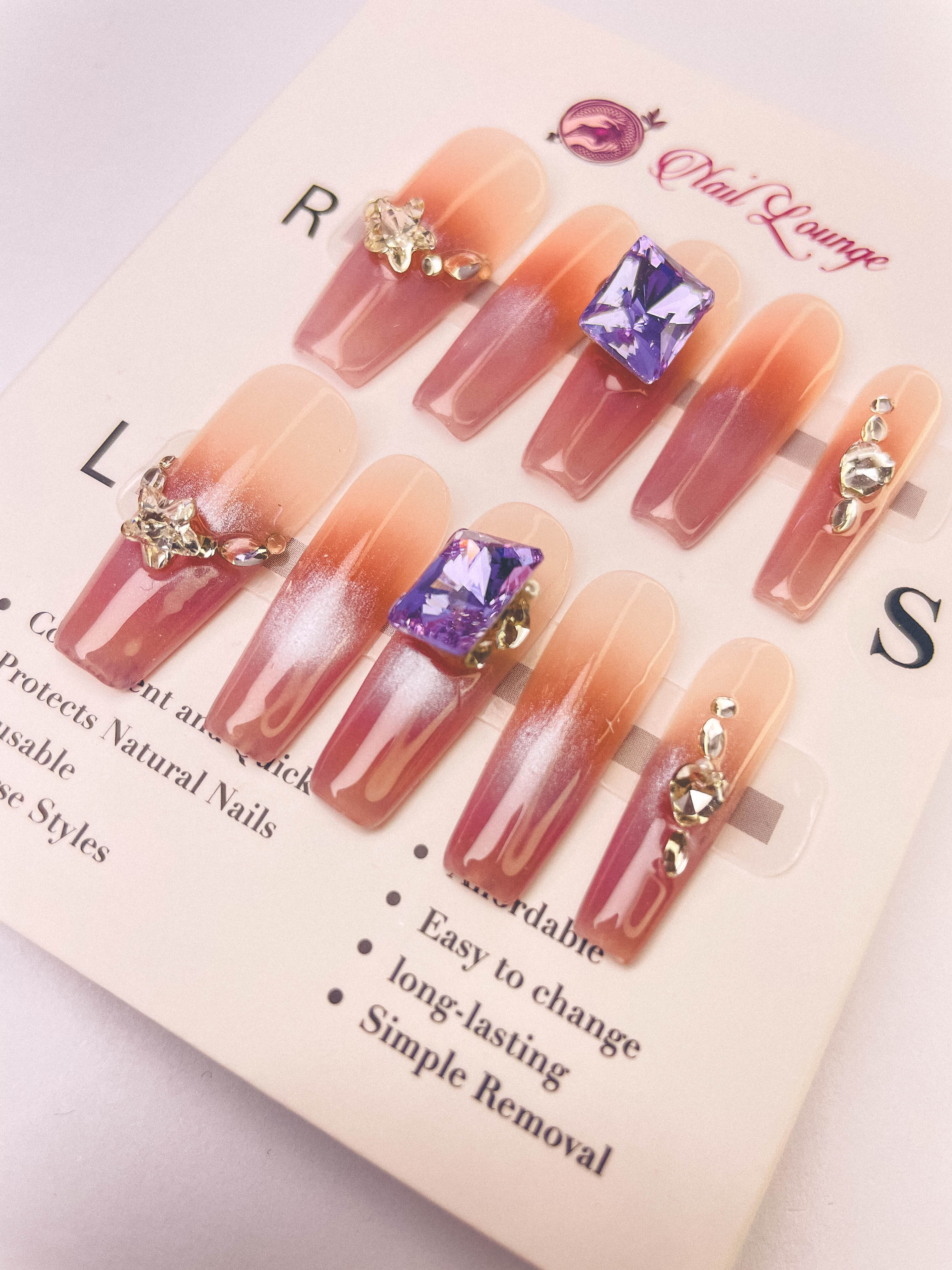 Pale Rose Press-On Acrylic Nails – XL Coffin Shape