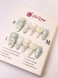 Milky Blue Bear Press-On Acrylic Nails – Almond Shape