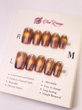 Caramel Gem Rays Press-On Acrylic Nails – Short Square Shape
