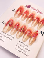 Sweetheart Cherry Press-On Acrylic Nails – Long Oval Shape
