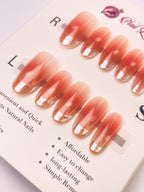 French Blush Press-On Acrylic Nails – Medium Oval Shape