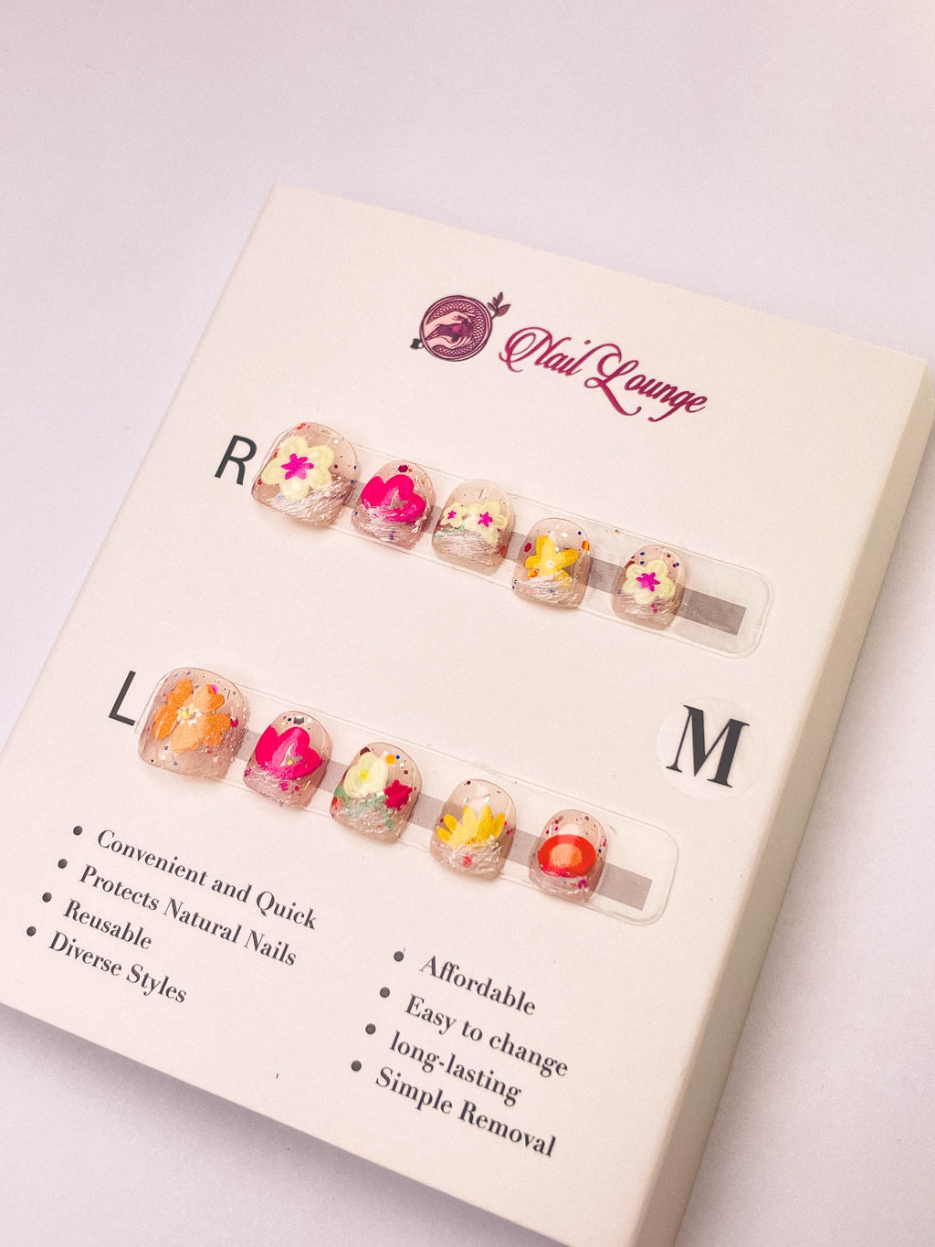 Clear Crystal Blossom Kids' Press-On Acrylic Nails
