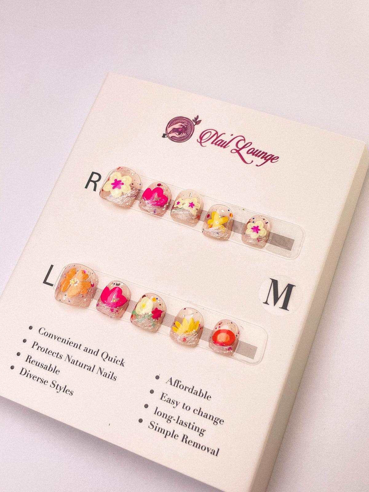Clear Crystal Blossom Kids' Press-On Acrylic Nails