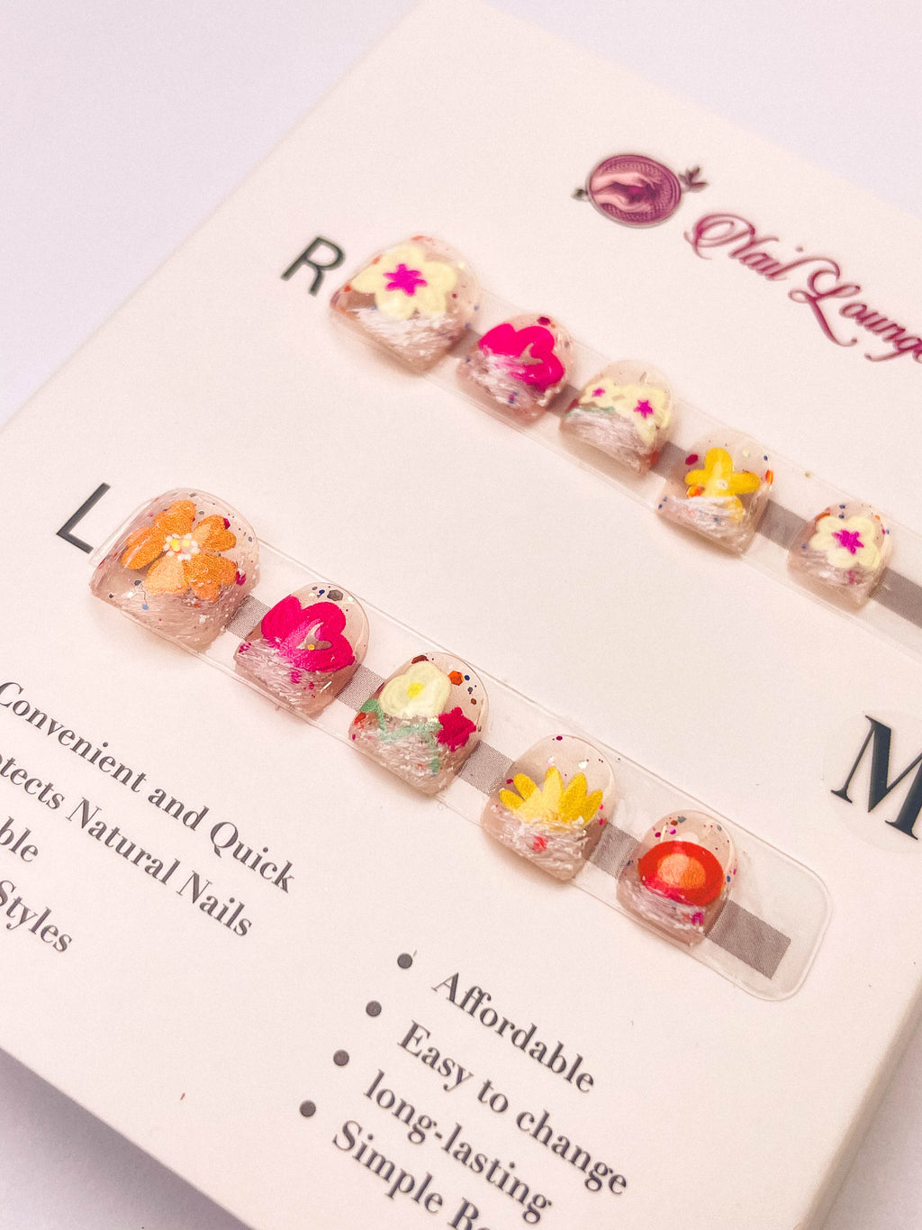 Clear Crystal Blossom Kids' Press-On Acrylic Nails